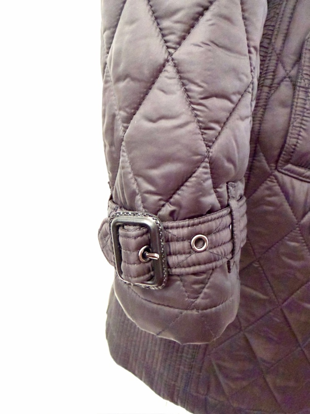 BURBERRY | Black‎ Quilted Double Breasted Trench Coat Belted Jacket Check Small - Picture 5 of 12